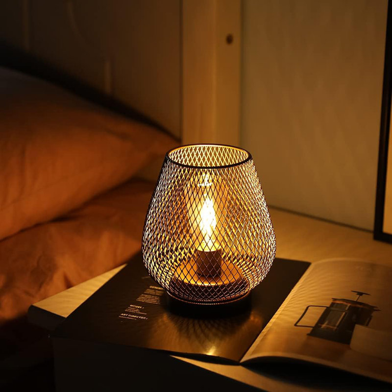 JHY DESIGN Metal Cage LED Lantern Battery Powered Cordless Accent Light