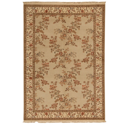 Wool Oriental Area Rug in Ivory