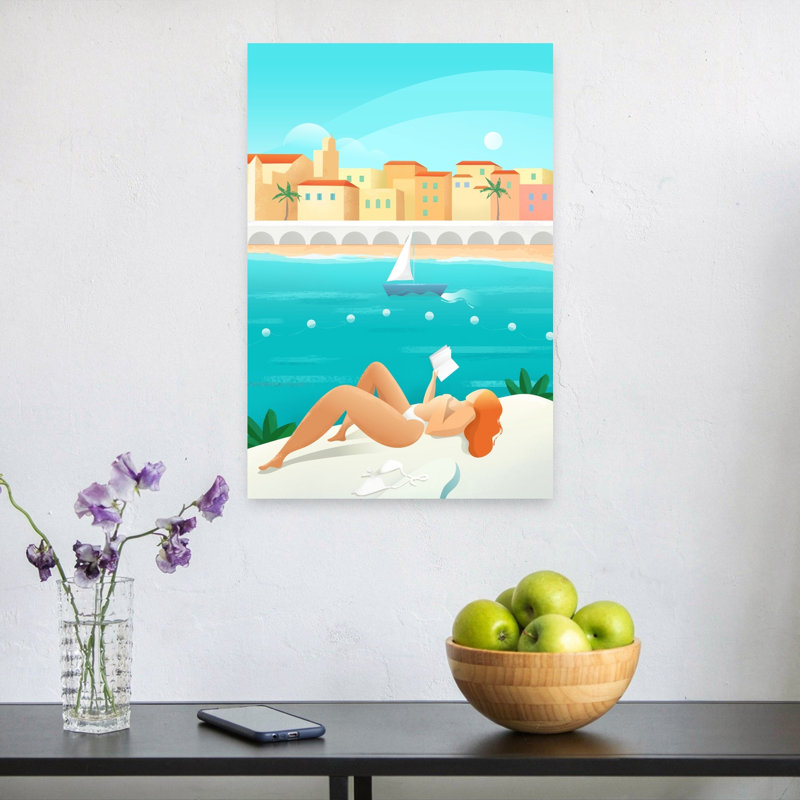 Affiche murale abstraite Côte d'Azur, H 24 po x l 16 po