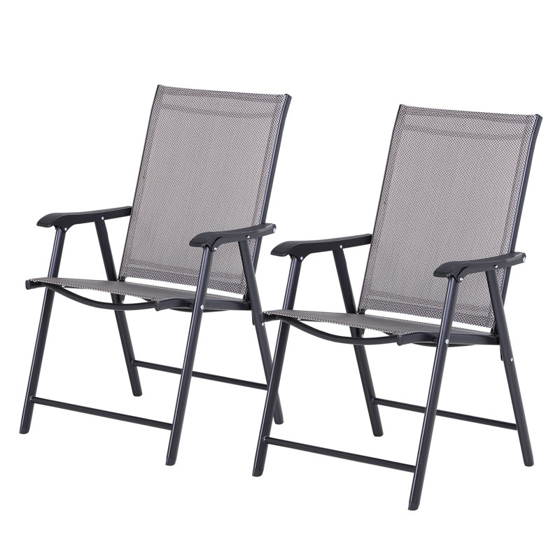 Folding Patio Dining Armchair, Grey