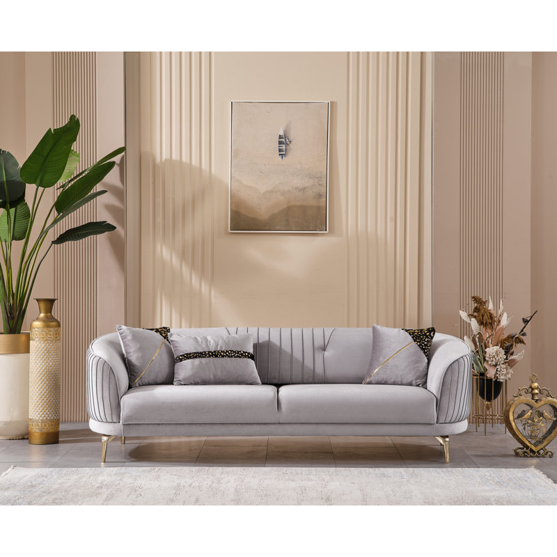 Canapé et fauteuil d'appoint Kka, gris, Gris