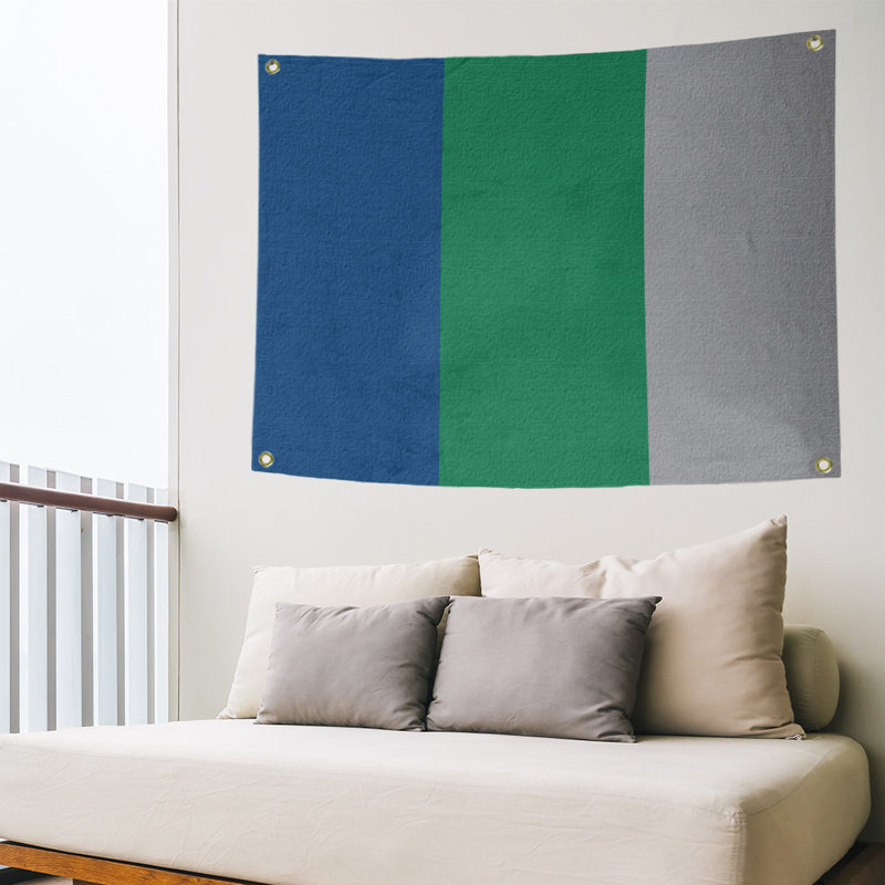 Tapisserie de polyester Vancouver, H 50 po x l 59 po x P 1 po, Bleu foncé / vert / gris froid