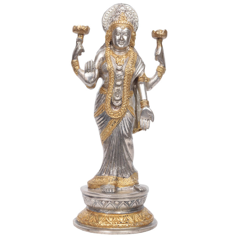 Déesse Lakshmi portant un sari, Or/argent