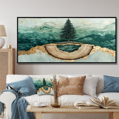 «Emerald Pine Tree On Wooden Tree Slide II», reproduction sur toile