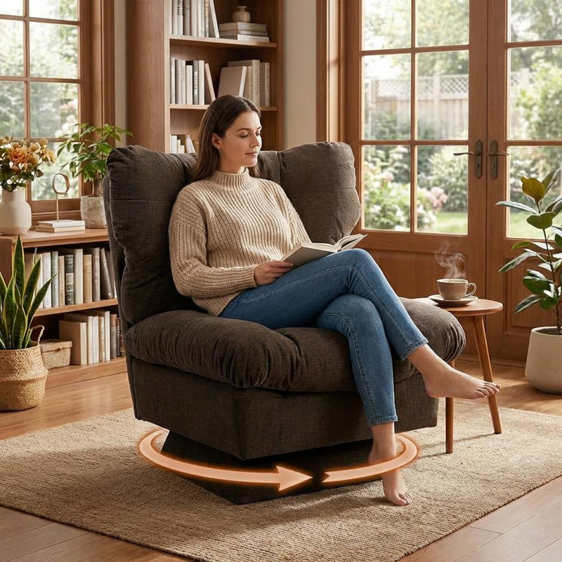 Upholstered Swivel Side Chair, Brown