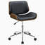 Chaise de bureau pivotante noire et noyer