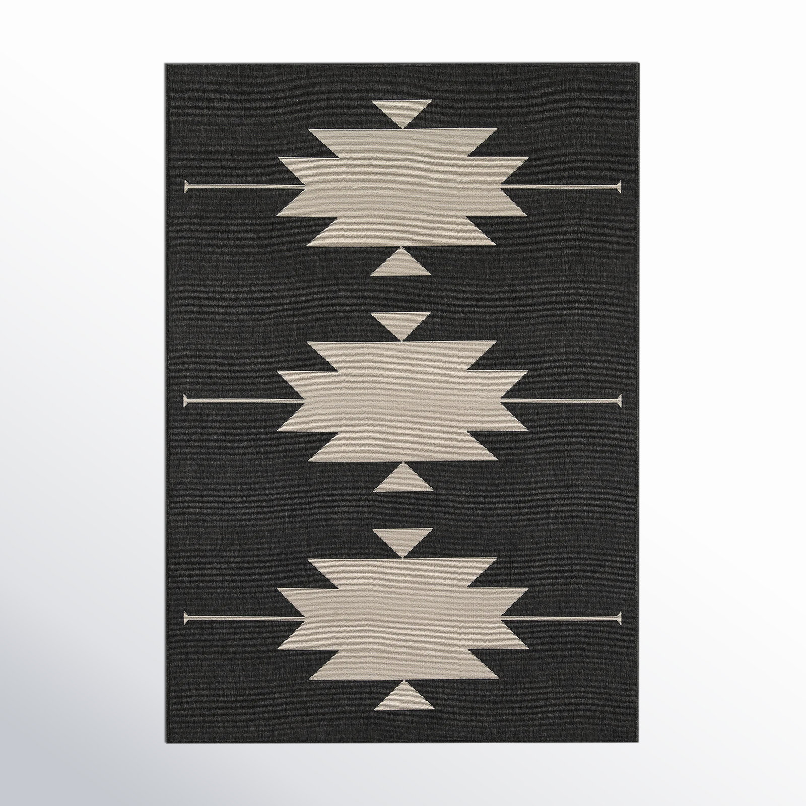 Genesis Charcoal Cream Southwestern Outdoor Rug, Rectangle 7'10" x 10'10"