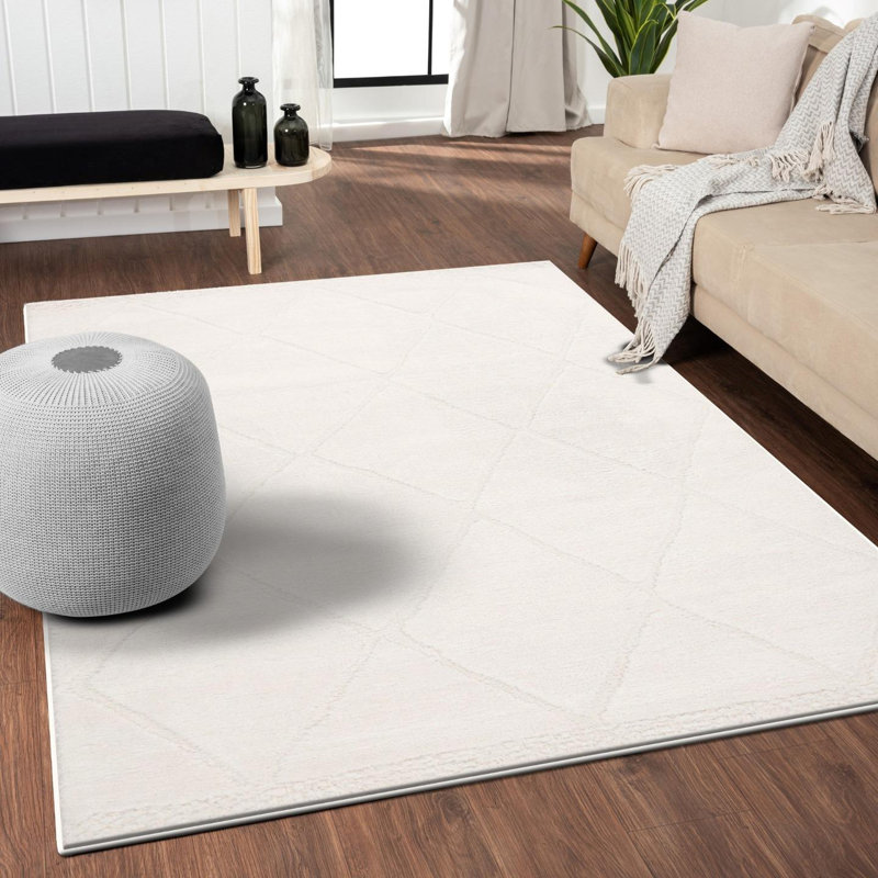 Moroccan Diamond Area Rug, Ivory, 6x9