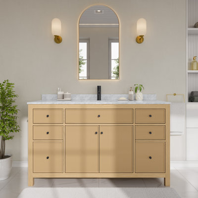 Ensemble de meuble-lavabo simple autoportant 48 po avec plateau en marbre Pendry