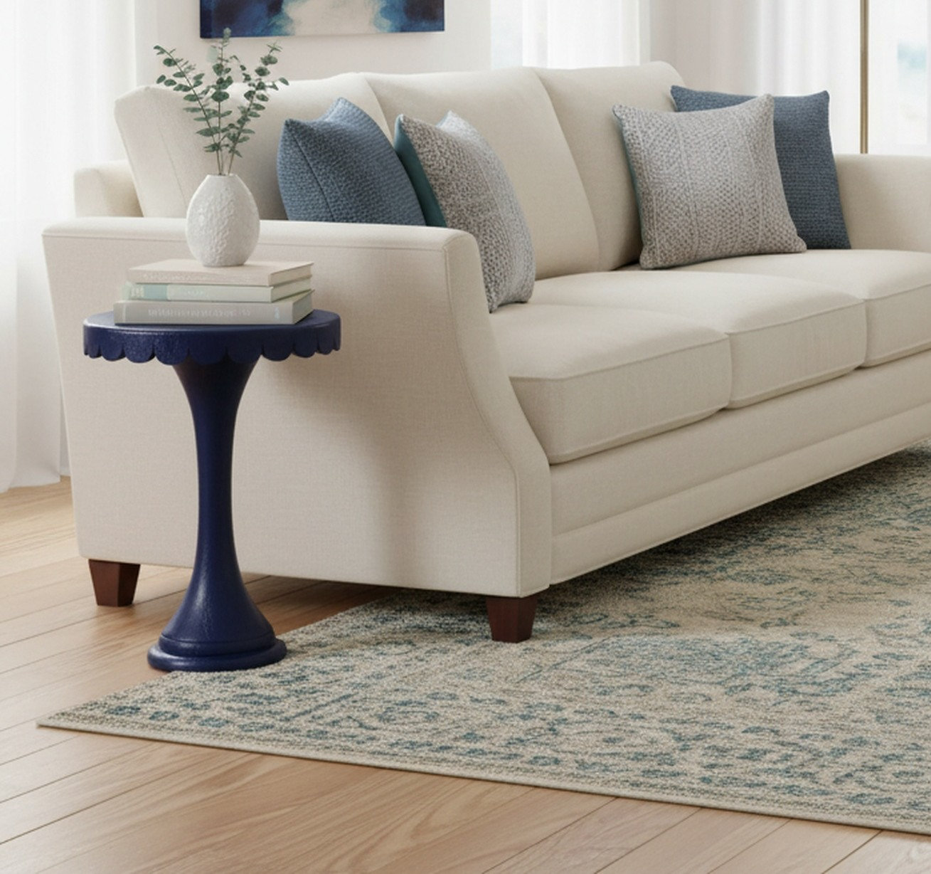Linda 18" Mango End Table, Navy Blue