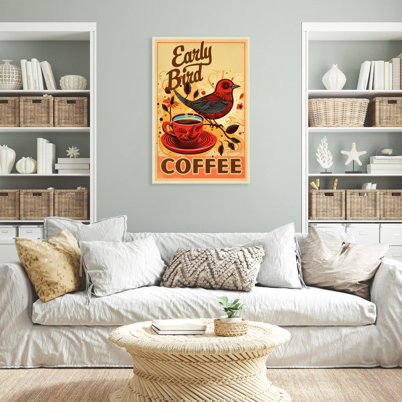 Café «Early Bird» sur toile, H 36 po x l 24 po x P 1,25 po