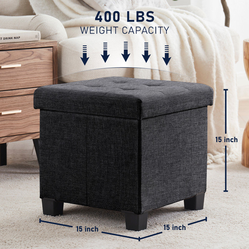 Cube carré pliable Pehrson, Gris anthracite