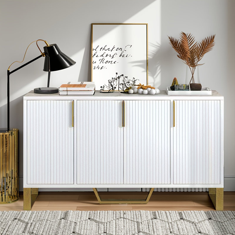 Kapree 60'' Sideboard,Buffet table,Dining cabinet,Office credenza with Four Doors, White