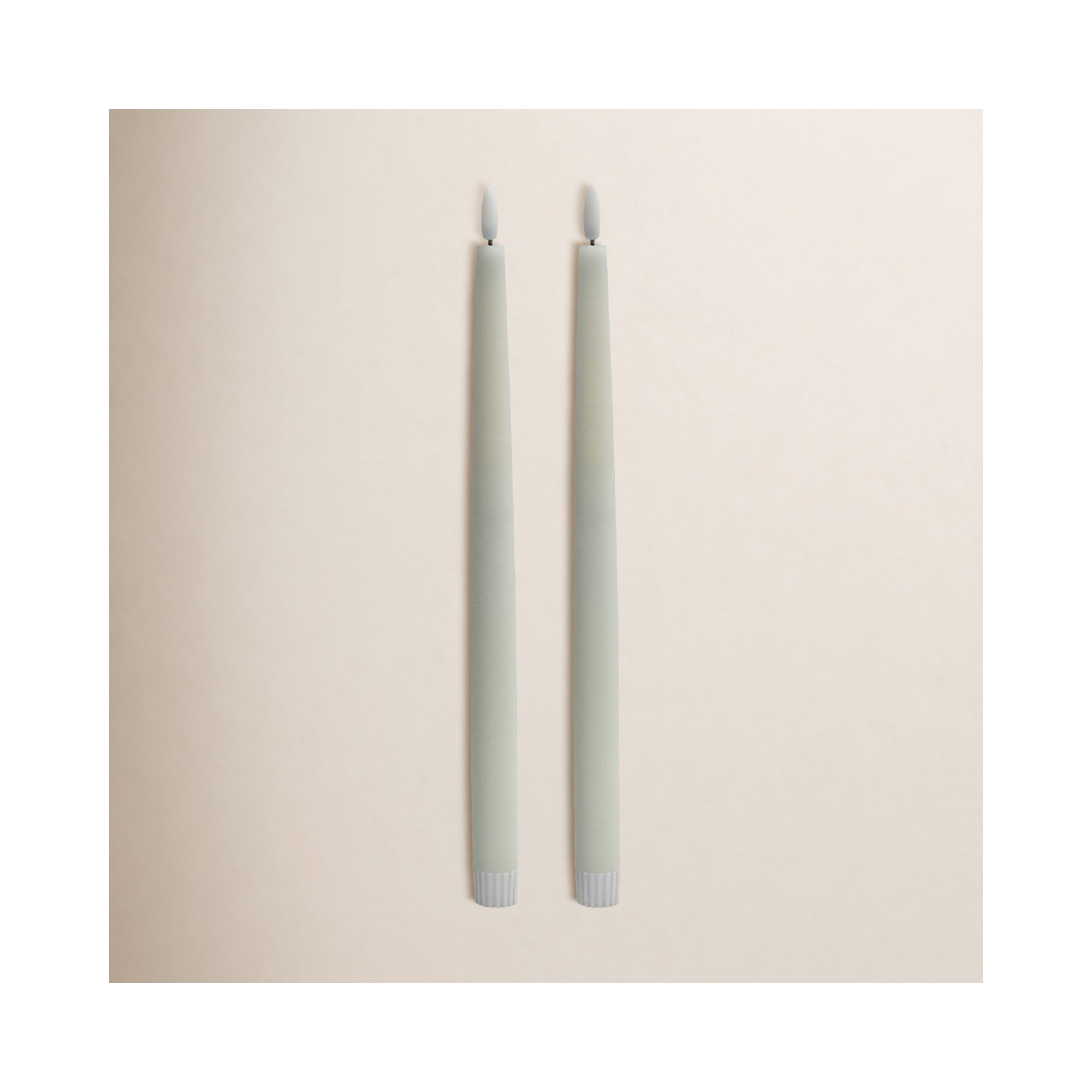 2 Pc Tall Flameless Taper Candle, White