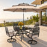 Ensemble de salle à manger de patio pour 4 personnes en acier avec parasol