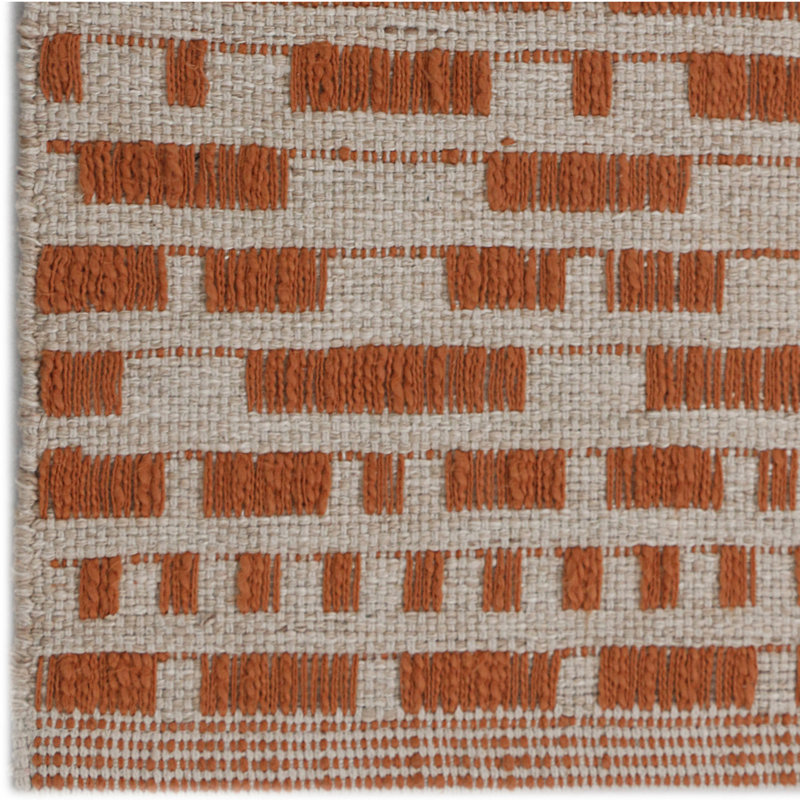 Handwoven Geometric Orange and Beige Cotton Runner Rug