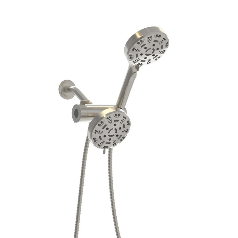 Dual Shower Head With 4.7" Rain Showerhead & 8 Hand Shower, Brushed Nickel Plating Head, Showerhead, Finish, Plastic Made