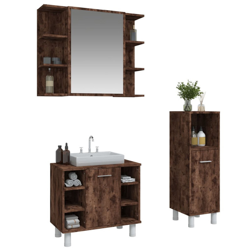 Ferranti Bathroom Storage Furniture Set,  Smoked Oak