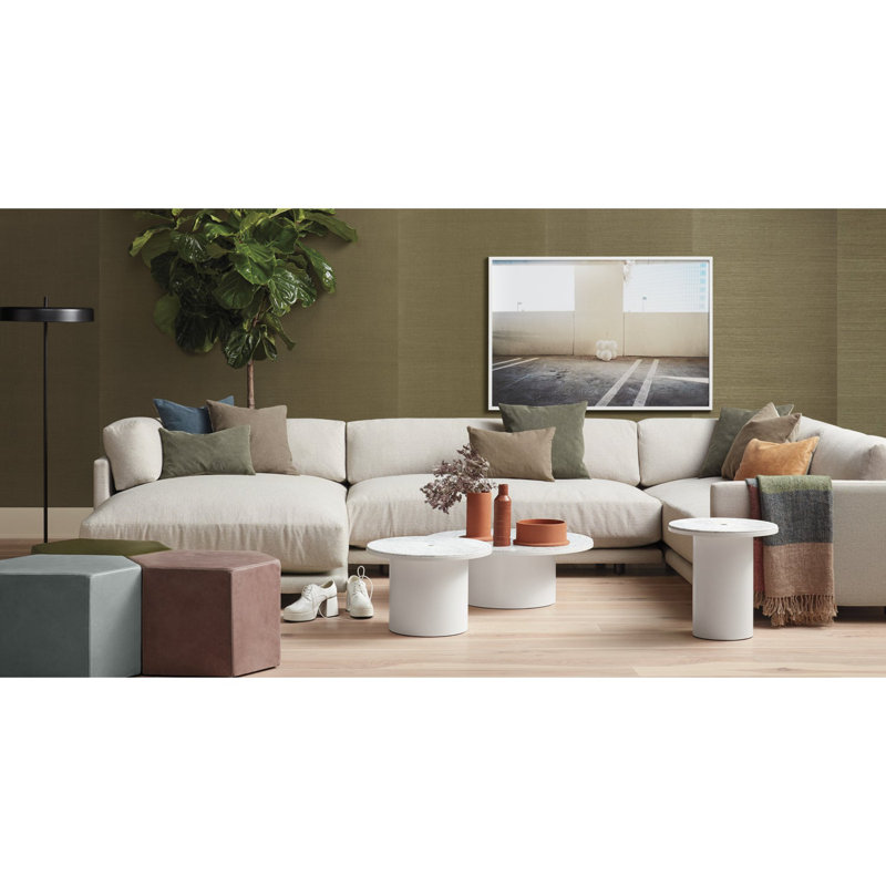 Sunday Chaise Sectional, Camel Velvet Polyester Blend, Left Hand Facing