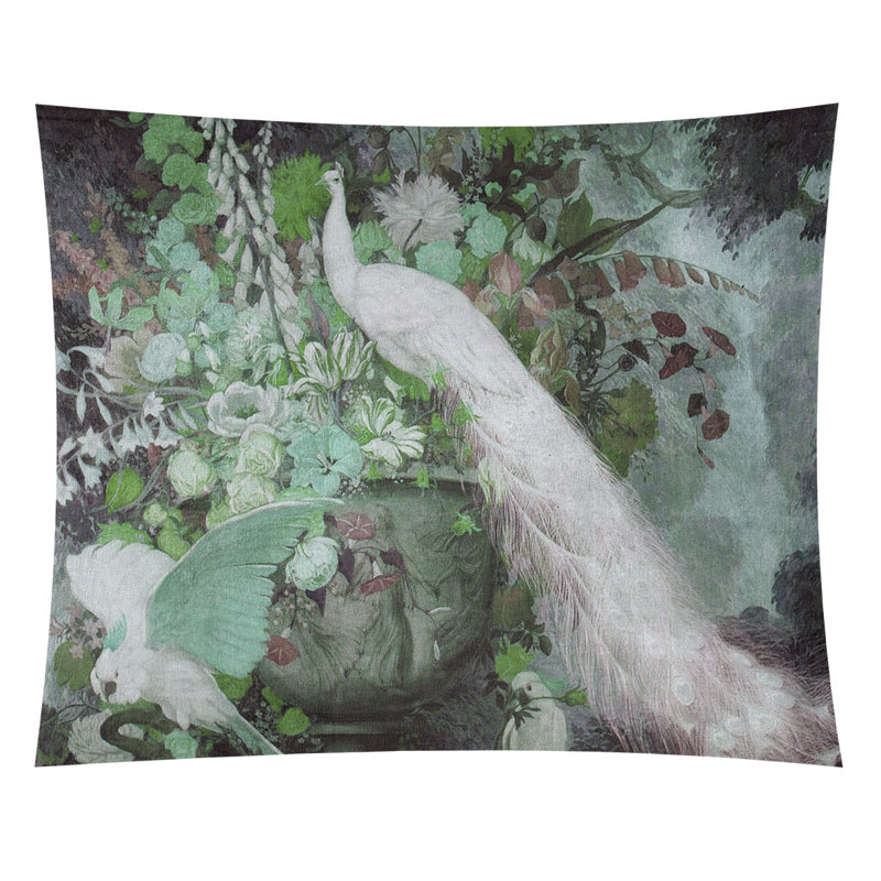 Tapisserie murale peacock Maciel, H 107,5 po x l 91 po, Vert