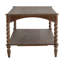 Table basse 47 x 22 x 18,5 po en bois brun rustique avec pieds en spirale tournés et tablette inférieure