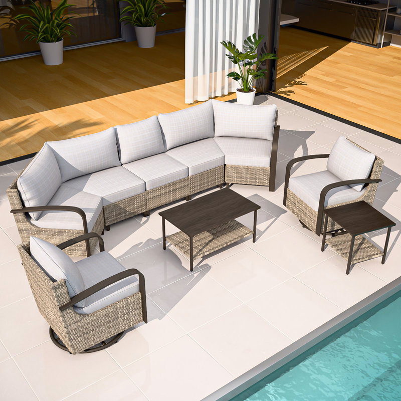 Ensemble de conversation pour 7 personnes, Beige