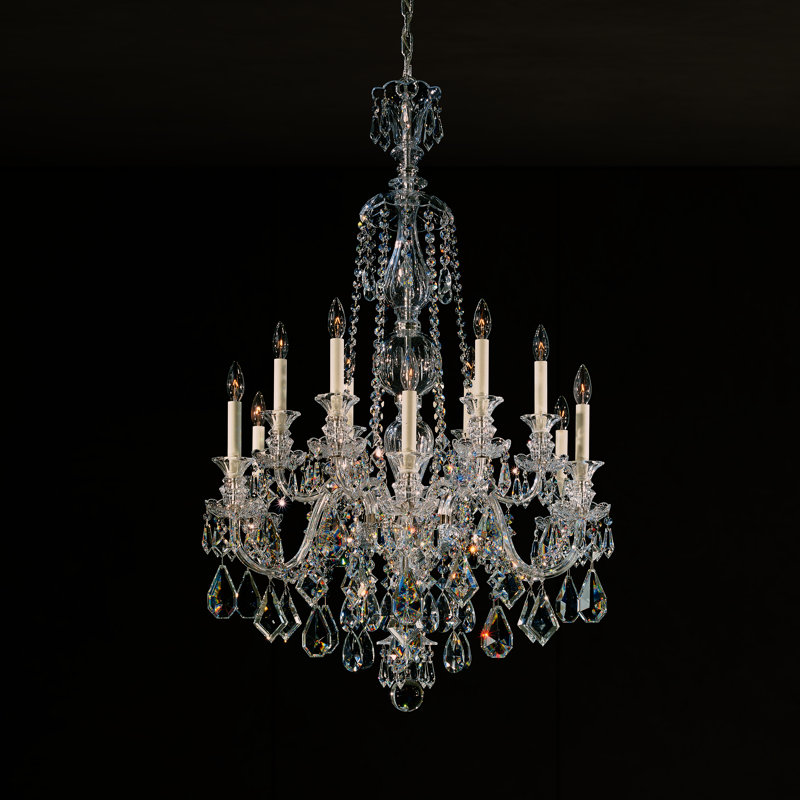 Hamilton 12 - Light Glass Chandelier, Silver, Clear