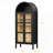 Arched Cabinet with Glass Doors,Height Adjustable Shelf and 2 Drawers-2052289780