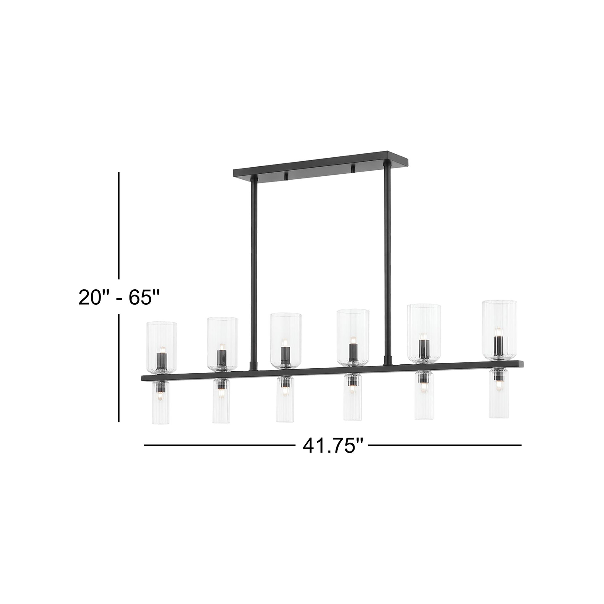 Bartett 12 Light Glass Dimmable Pendant, Soft Black