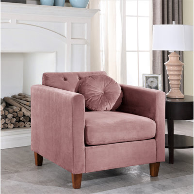 Fauteuil Prady en velours capitonné de 81,026 cm de largeur
