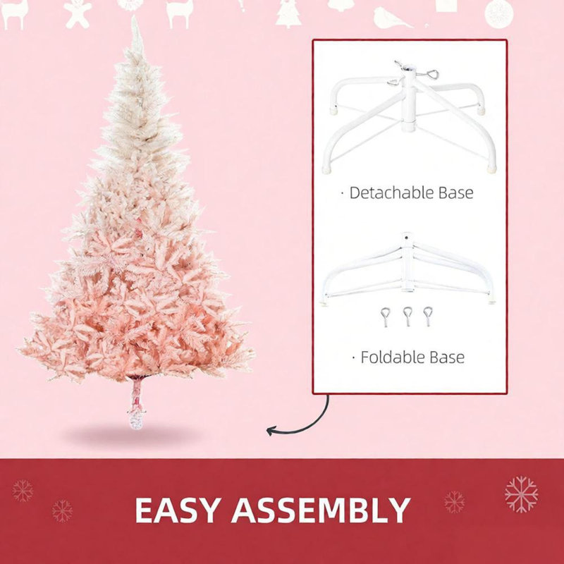 Arbre de Noël rose peu encombrant, structure en métal, décoration intérieure moderne