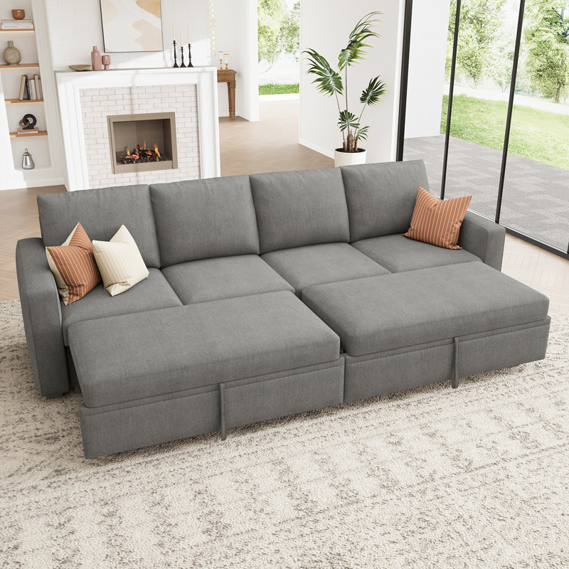 Canapé-lit modulaire Anureet Honbay, Mélange de polyester gris