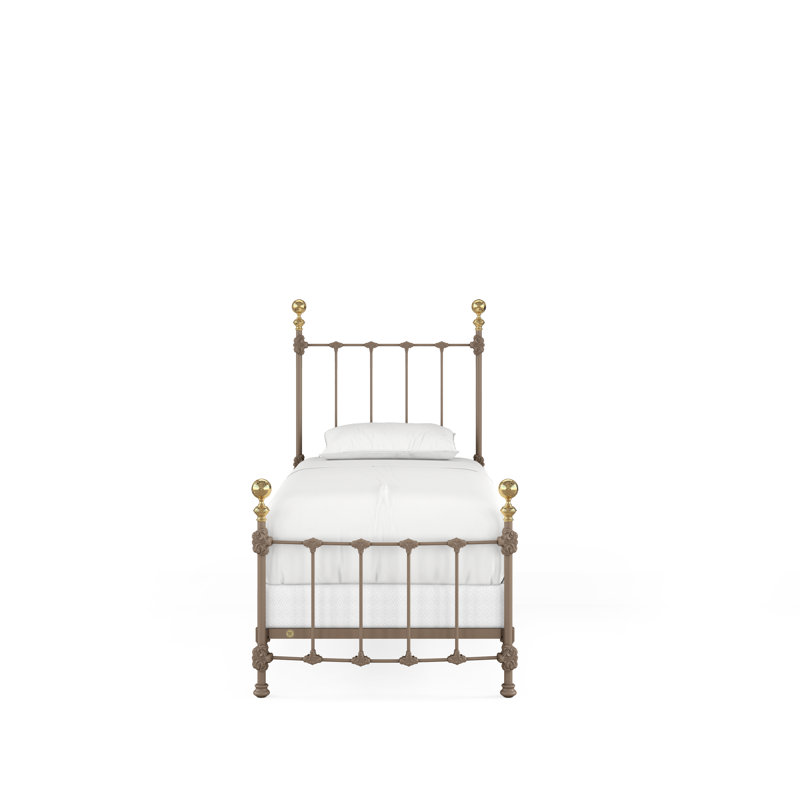 151 Palatial Bed | Complete Standard, Twin, Gloss Off-White/Antique Gold