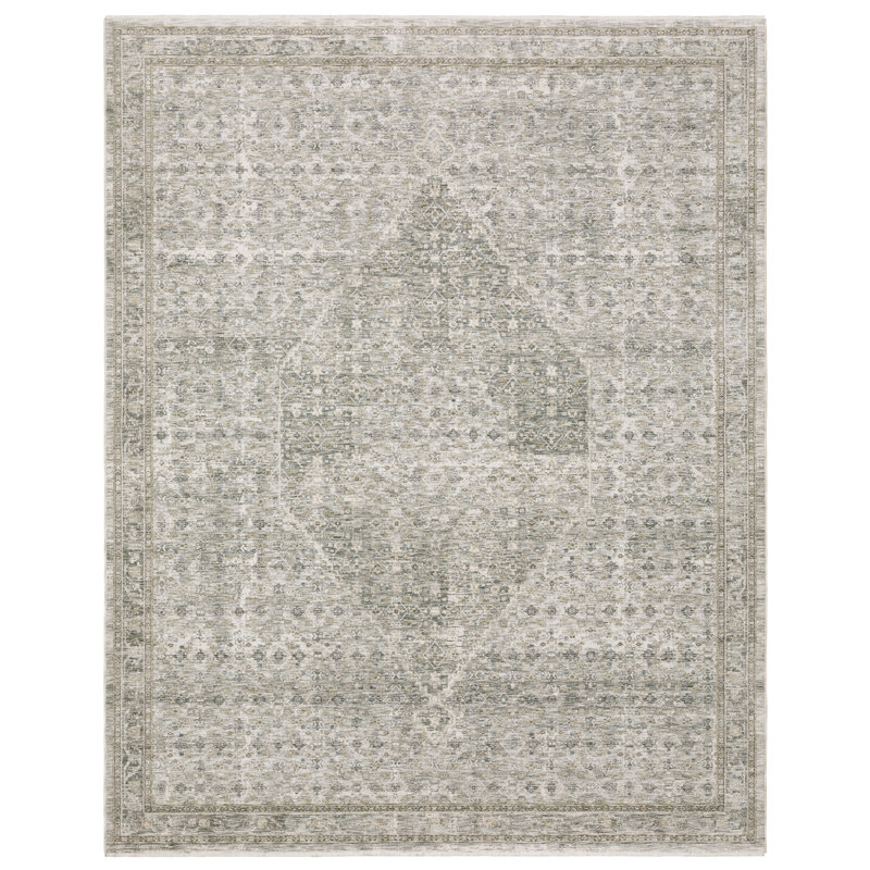 Tapis gris / beige Kuebler, Tapis de couloir 2 pi 7 po x 7 pi 7 po