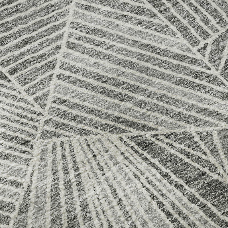 Tapis gris Prisco lavable à la machine de qualité supérieure, Rectangle 10 pi x 14 pi
