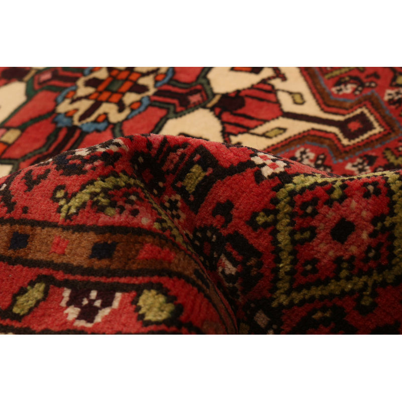 Tapis rouge unique en laine de style années 1990 5 pi x 6 pi 6 po Hassin