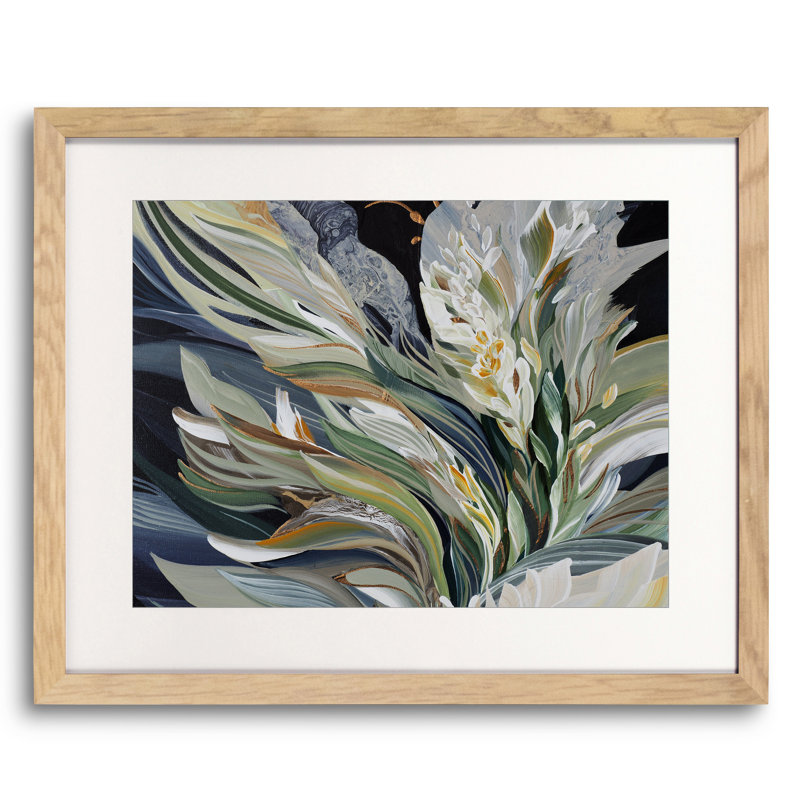 Magnolia Champaca par Novi Lim, Blanc, Papier avec cadre naturel naturel, 36" H x 48" W