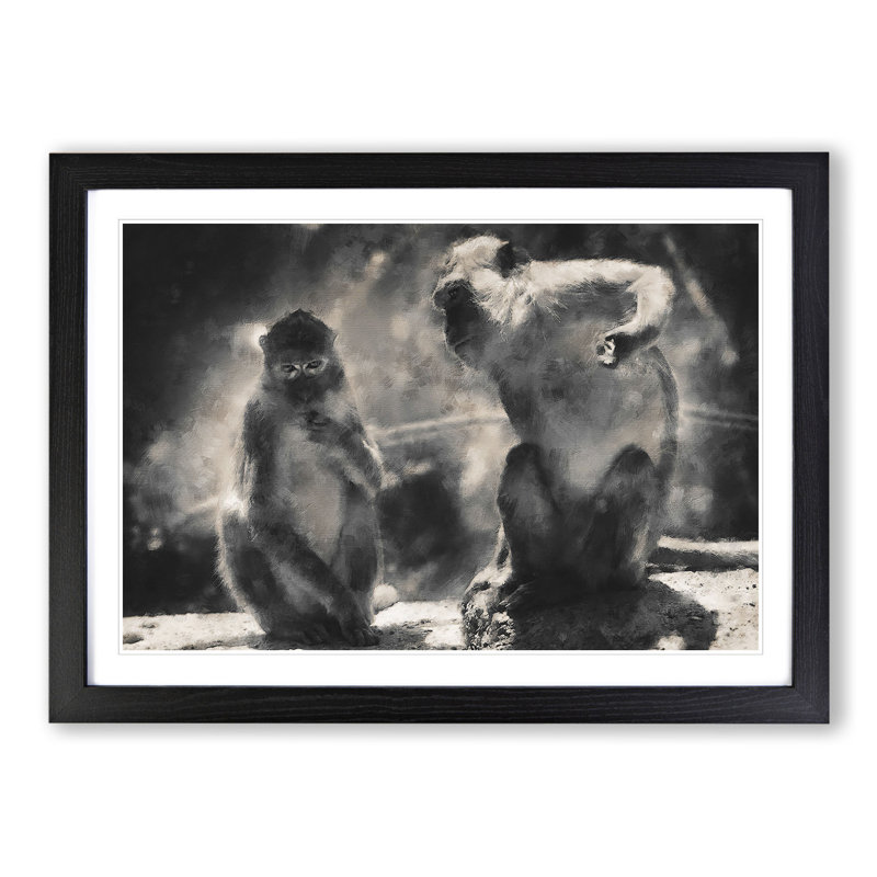 Mountain Monkeys - Framed Print, Black Framed, 27cm H x 36cm W x 2cm D