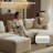 Boneless 110''W Corduroy Modern Compressed Block Sectional Couch With 2 Ottoman-2094629077