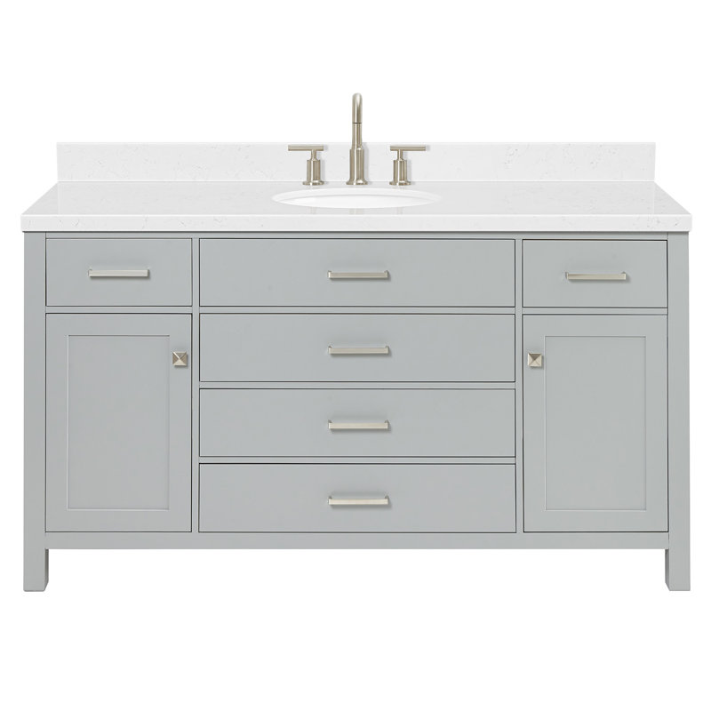3_ARIEL Bristol 60 Single Sink Bathroom Vanity with Carrara White Quartz, Gray, 48"