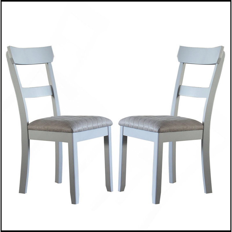 Ensemble de 2 chaises de salle à manger avec coussin de siège rembourré gris deux tons, gris perle