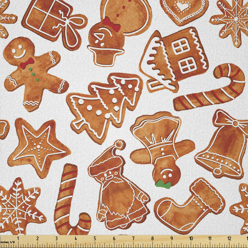 Babin Gingerbread Man House Cones Xmas Cookie Celebration Theme Fabric