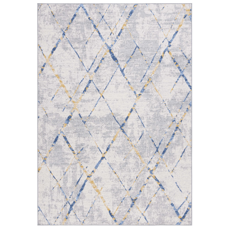 Tapis à motif géométrique Aishya, Tapis de couloir 2 pi 2 po x 8 pi