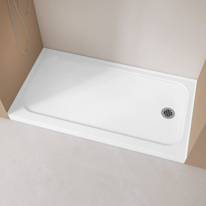 Base de douche 60 po à simple seuil 60 po avec ensemble de bonde, Droite