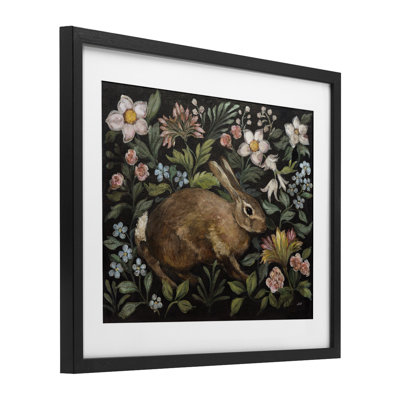 «Flora And Fauna Rabbit», reproduction sous verre encadrée, design par Julia Purinton