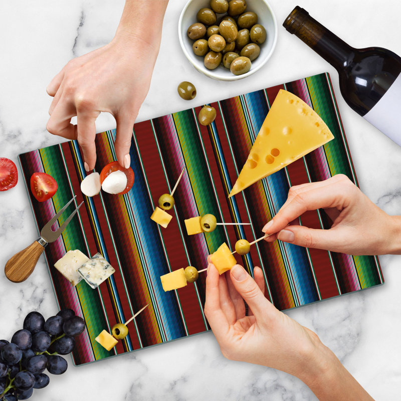 Ambesonne Cinco de Mayo Cutting Board Large Size Vertical Lines Design Multicolor