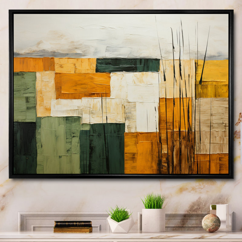 Cubism Geometric Plains I - Cubism Canvas Prints, H 24 po x l 32 po x P 1 po, Cadre flottant noir
