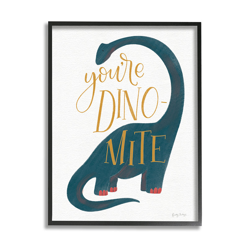 «You Are Dino-Mite» par Becky Thorns - impression d'art graphique, H 20 po x l 16 po x 1,5 po, Giclée encadrée noir minuit