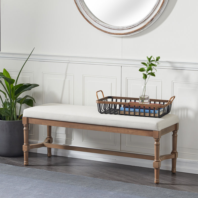 Alphus Linen Upholstered Bench, Brown