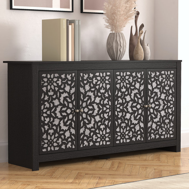 Arrastia 58.4" Wide Sideboard, Black Oak/Cool Gray